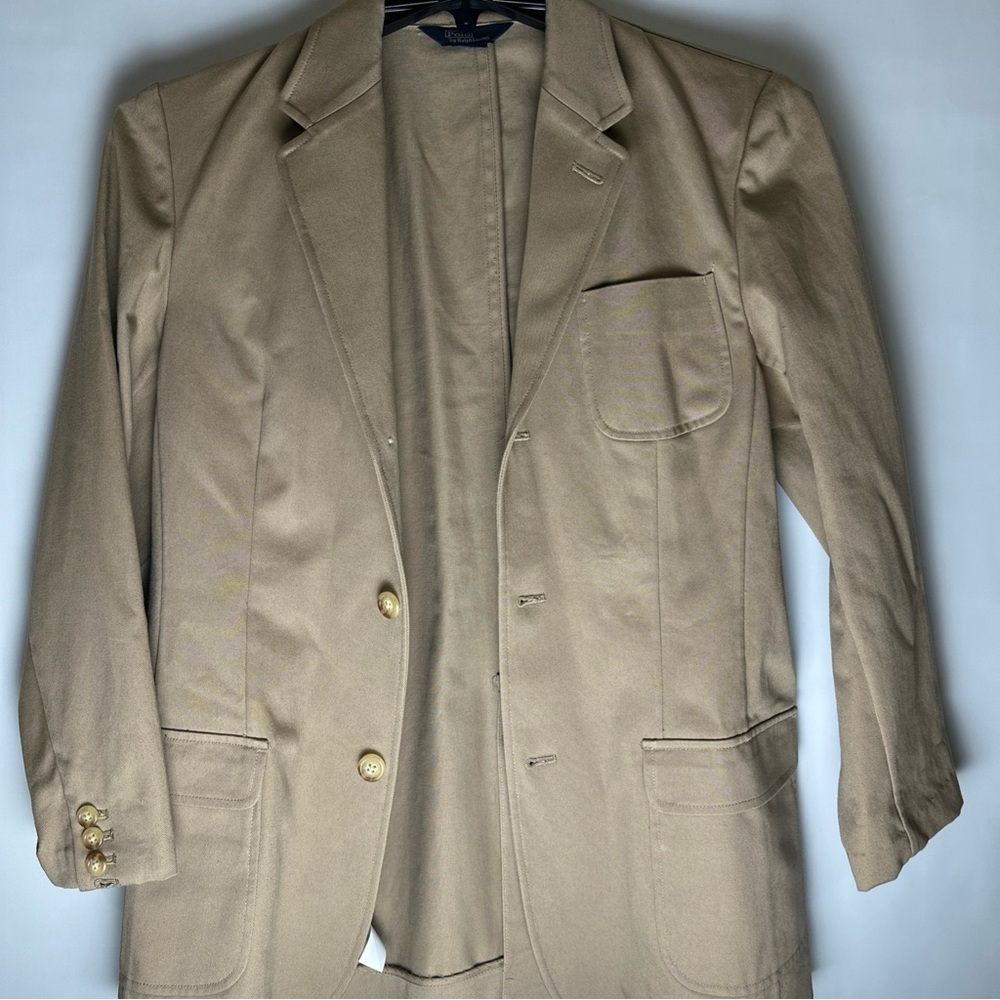 Polo Ralph Lauren Youth Boys XL  Blazer Jacket Sport Coat Cotton Tan Khaki - Picture 7 of 10